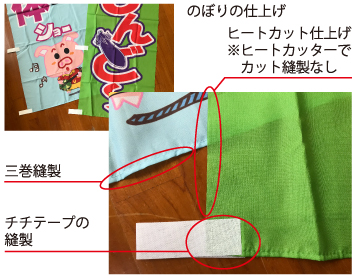 オーダーのぼり仕上げ詳細